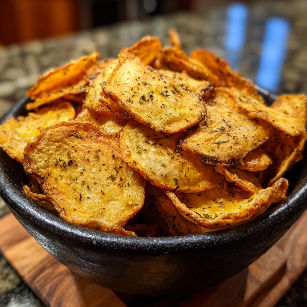 Crispy Eggplant Garlic Chips