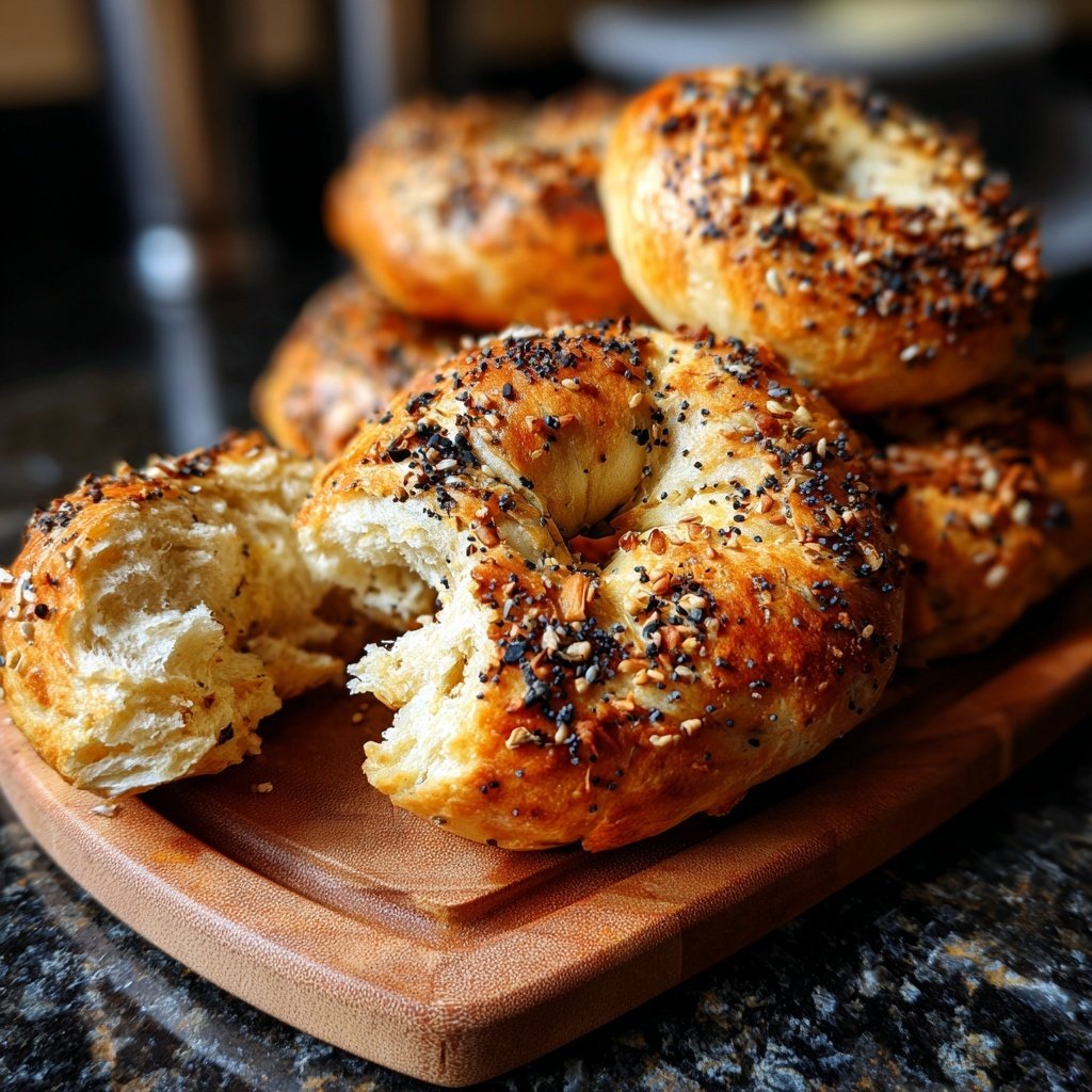 Protein Bagels With Everything Seasoning