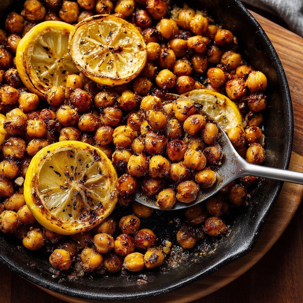 Roasted Lemon Garlic Chickpea Skillet