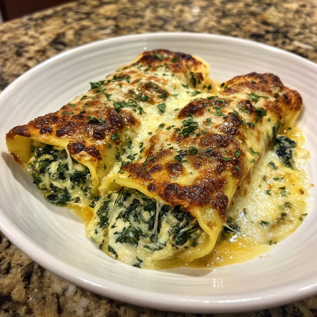 Sunday Spinach Ricotta Cannelloni