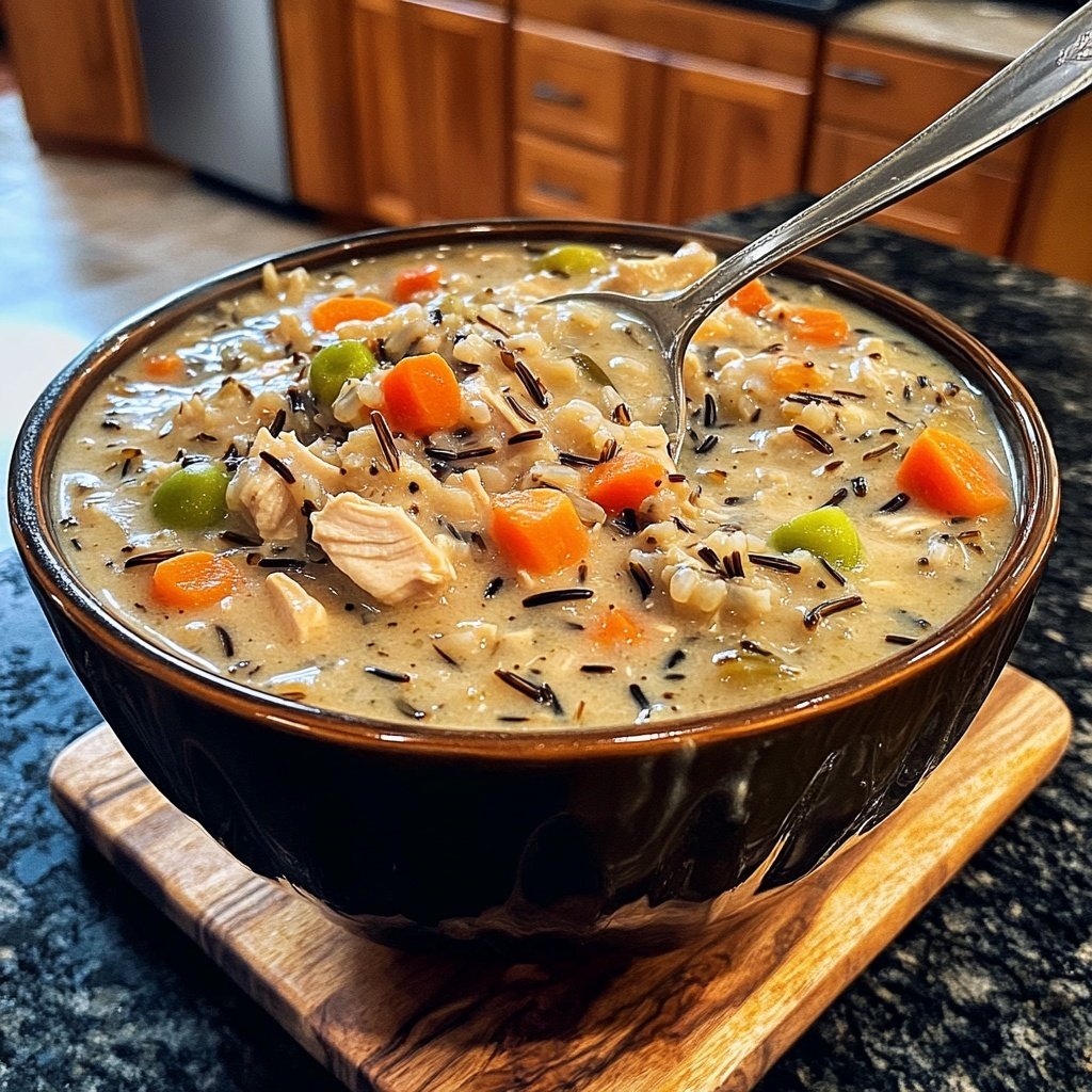 Healthy Crockpot Chicken and Wild Rice Soup
