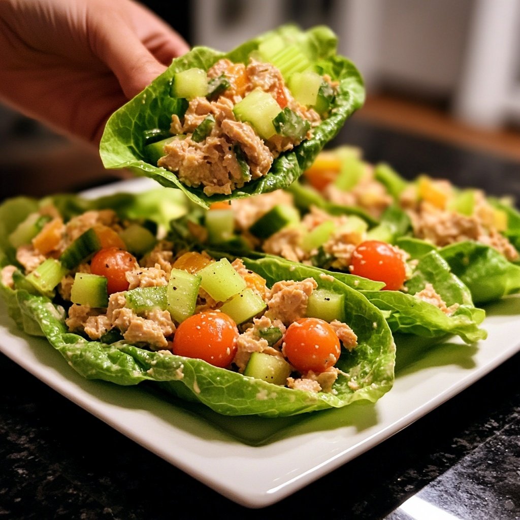 Simple Tuna Salad Lettuce Wrap Lunch