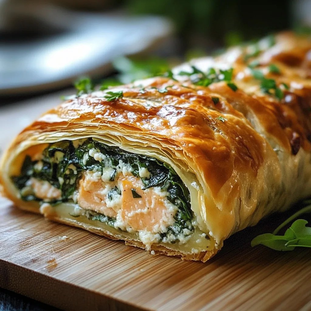 Elegant Spinach and Cheese Salmon Wellington