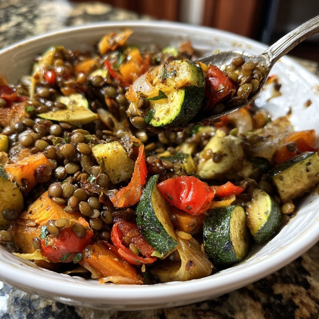 Roasted Veggie Lentil Skillet