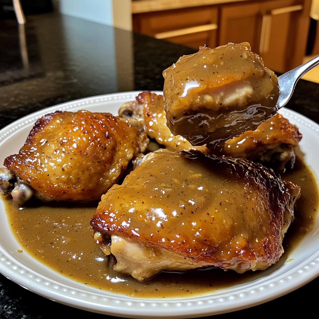 Simple Slow Cooker Chicken Thighs with Gravy